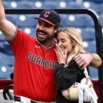 Guardians catcher Austin Hedges pops question to girlfriend on field in heartwarming proposal after win