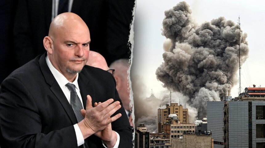 Sen John Fetterman pledges to be 'last man standing' in the Democratic Party in support of Israel