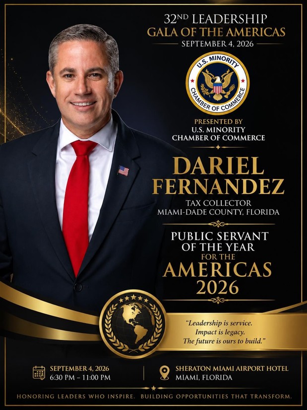 U.S. Minority Chamber of Commerce Honors Dariel Fernandez as âPublic Servant of the Americas 2026â